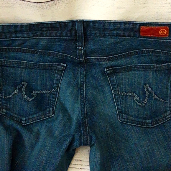 AG the Club Low Rise Bootcut Flare Medium Dark Wash Blue Denim Jeans 30R - Picture 13 of 15